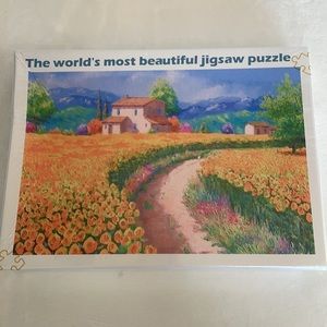 Scenic Italian home with flower field Puzzle NIB